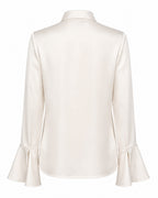 Bow Shirt in Silk Marina Blanche