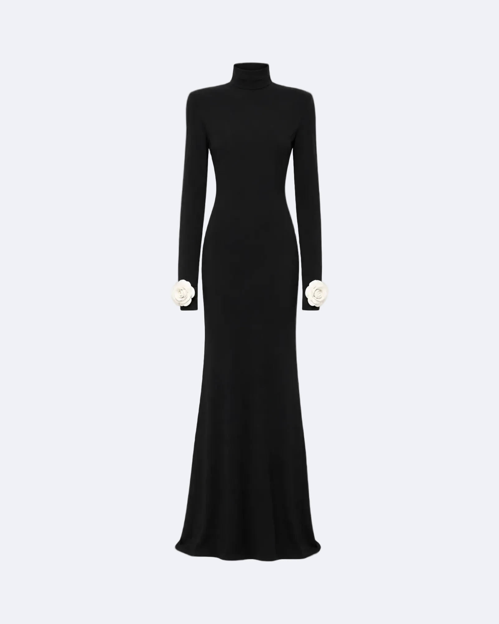 Darla Wide Shoulder Turtleneck Maxi Dress Marina Blanche