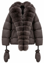 Aspen Down Jacket with Fox Fur Collar Marina Blanche