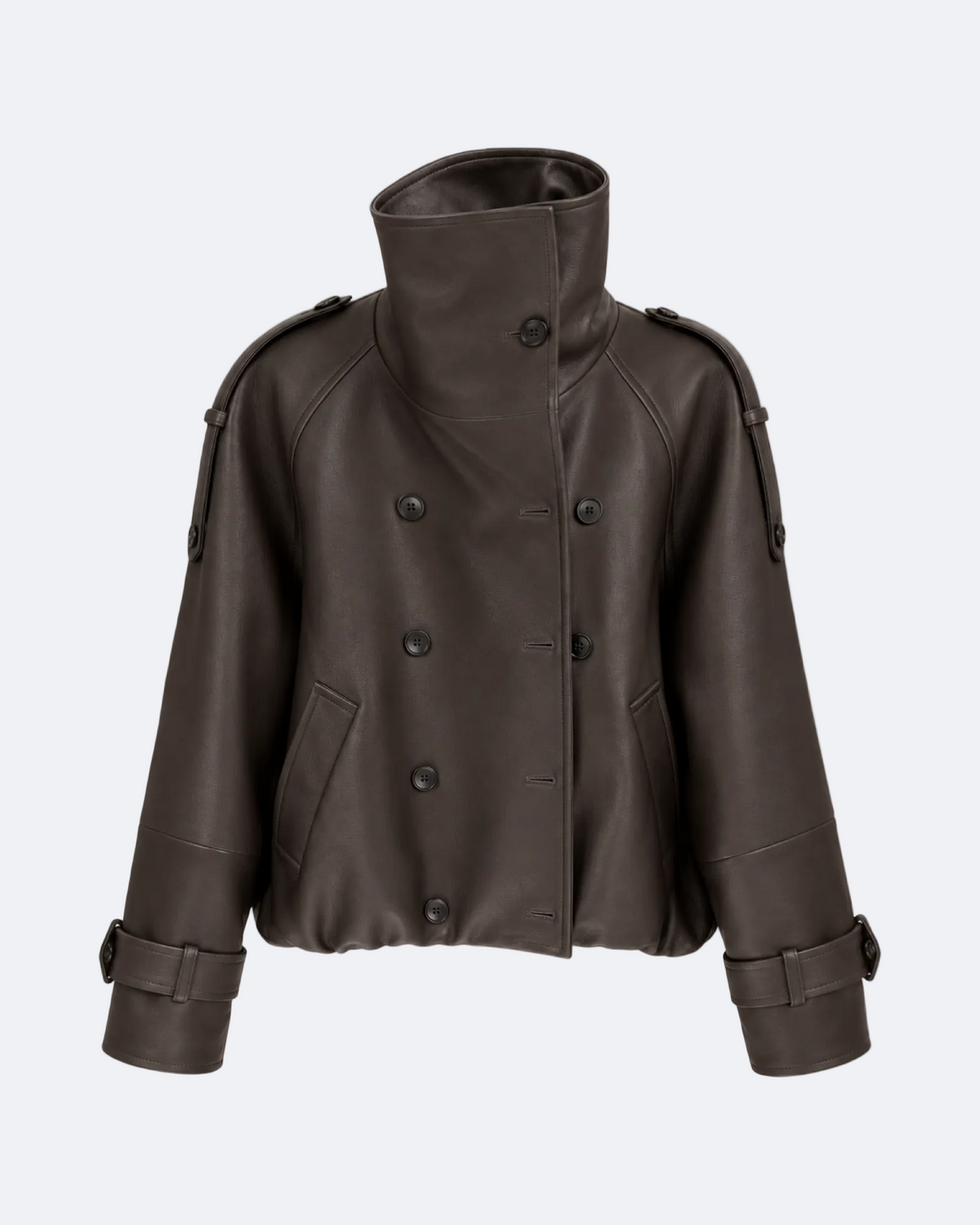 Léa Learher Peacoat Jacket Marina Blanche