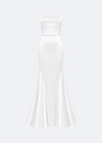 Strapless Mermaid Dress in Satin Marina Blanche