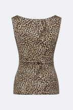 Leopard-Print Top in Cotton Marina Blanche