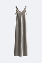 Acetate Satin Maxi Dress Marina Blanche