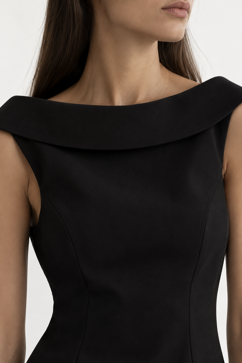 Sculpted Off-Shoulder V-back Dress Marina Blanche