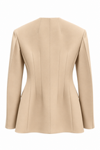 Double-Breasted Jacket in Structured Crepe Marina Blanche