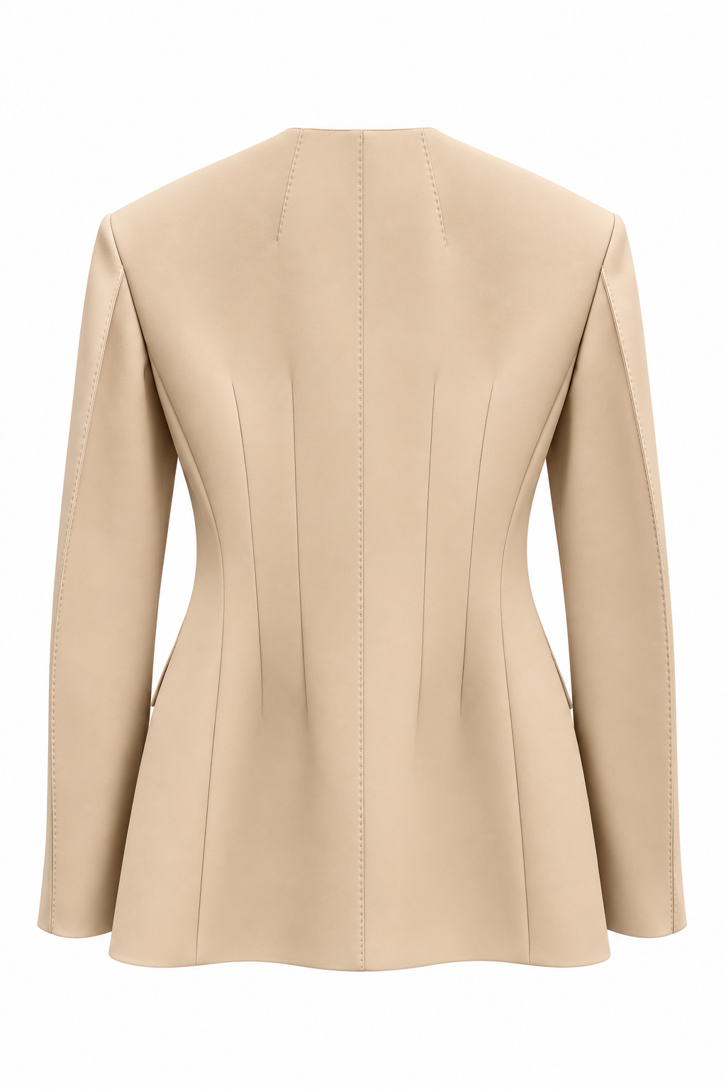 Double-Breasted Jacket in Structured Crepe Marina Blanche