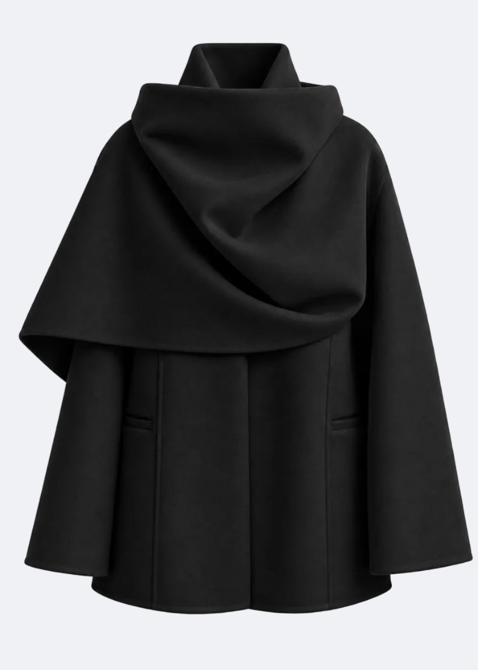 Scarf Collar Coat in Wool and Yak Marina Blanche