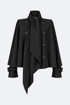 Scarf-Detail Cape Jacket Marina Blanche
