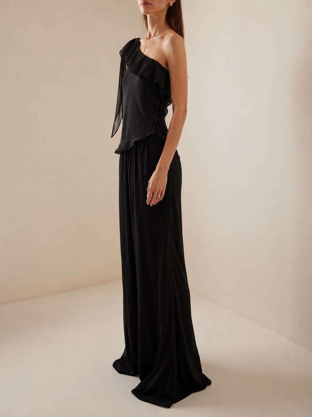 Cascading Top in Silk Marina Blanche