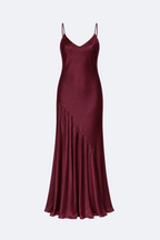 Asymmetric Gathered Satin Dress Marina Blanche