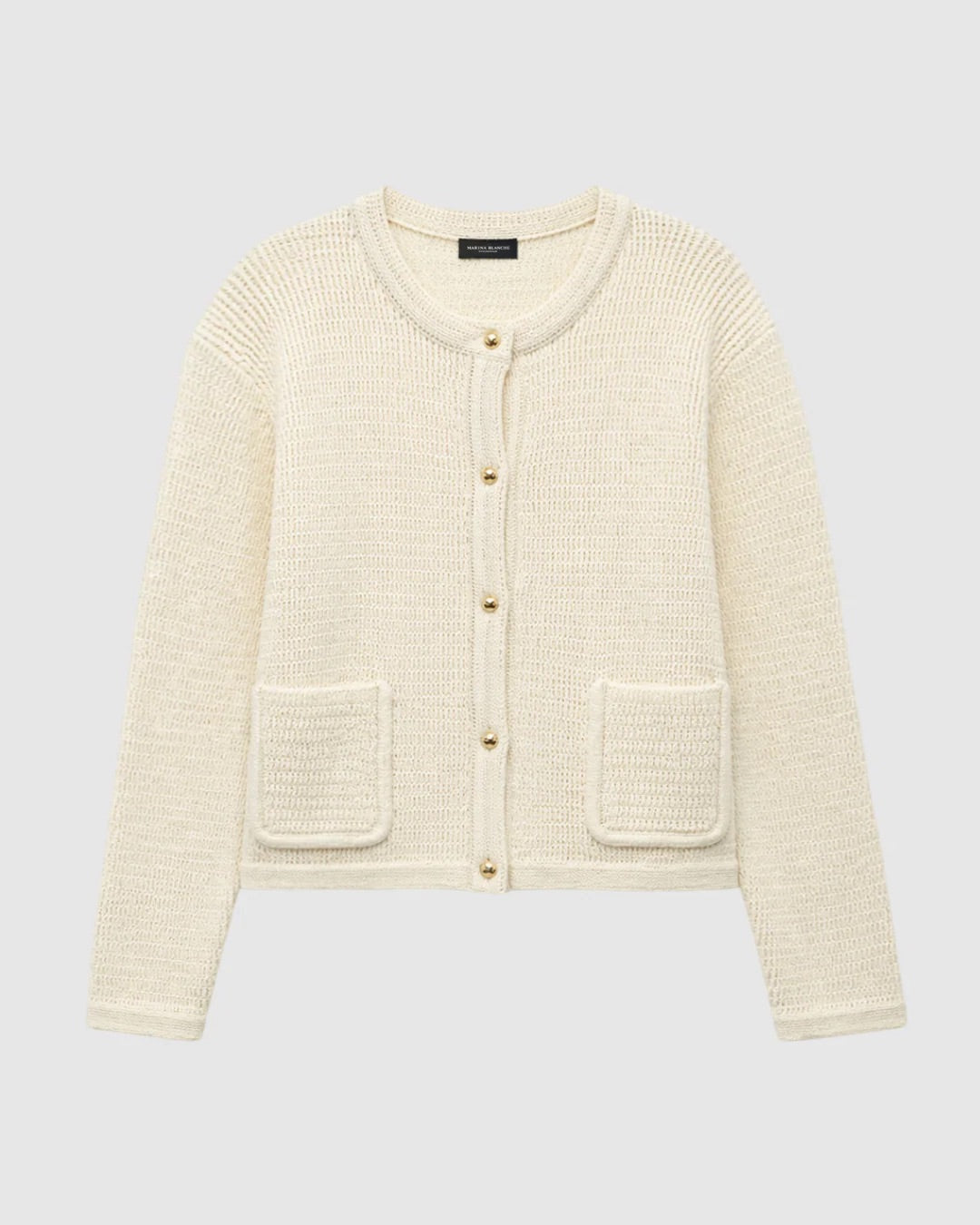Polo Club Cardigan in Cotton Marina Blanche
