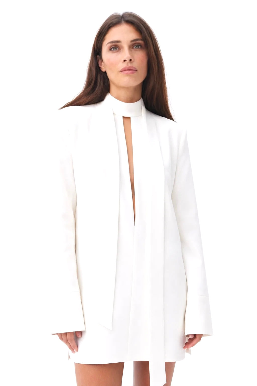 Keyhole Satin Mini Dress Marina Blanche