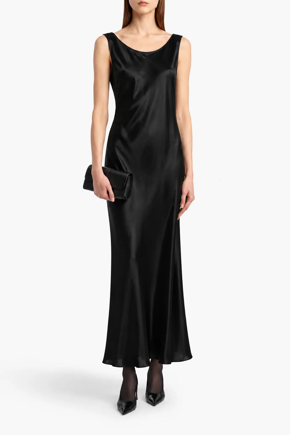 Acetate Satin Maxi Dress Marina Blanche