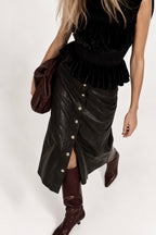 Midi Skirt in Lamb Leather Marina Blanche