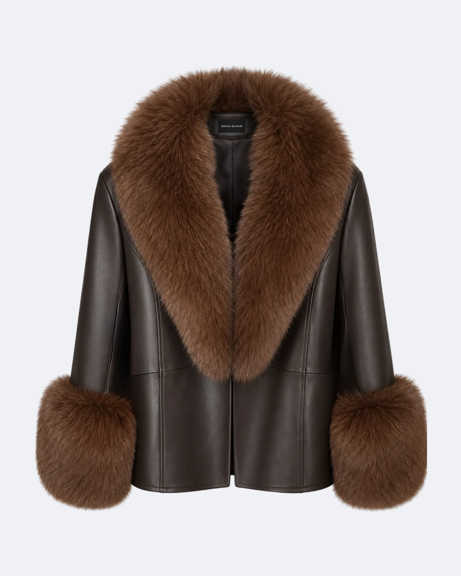 Margaux Leather and Fox Fur Jacket Marina Blanche