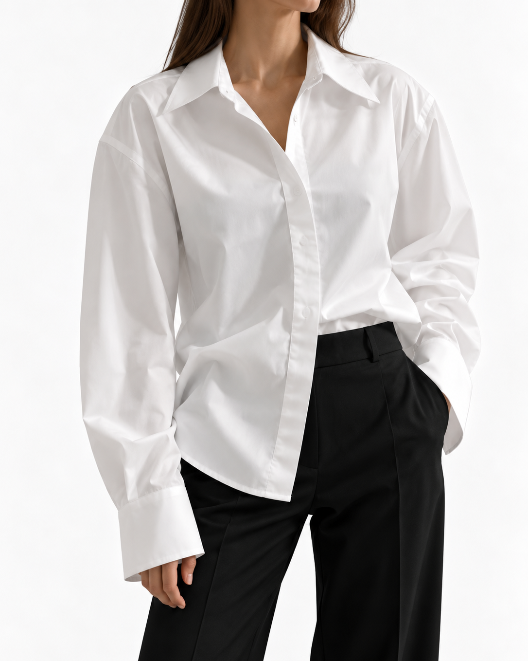 Classic Shirt in Cotton Marina Blanche