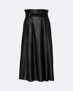 Paperbag Leather Midi Skirt Marina Blanche