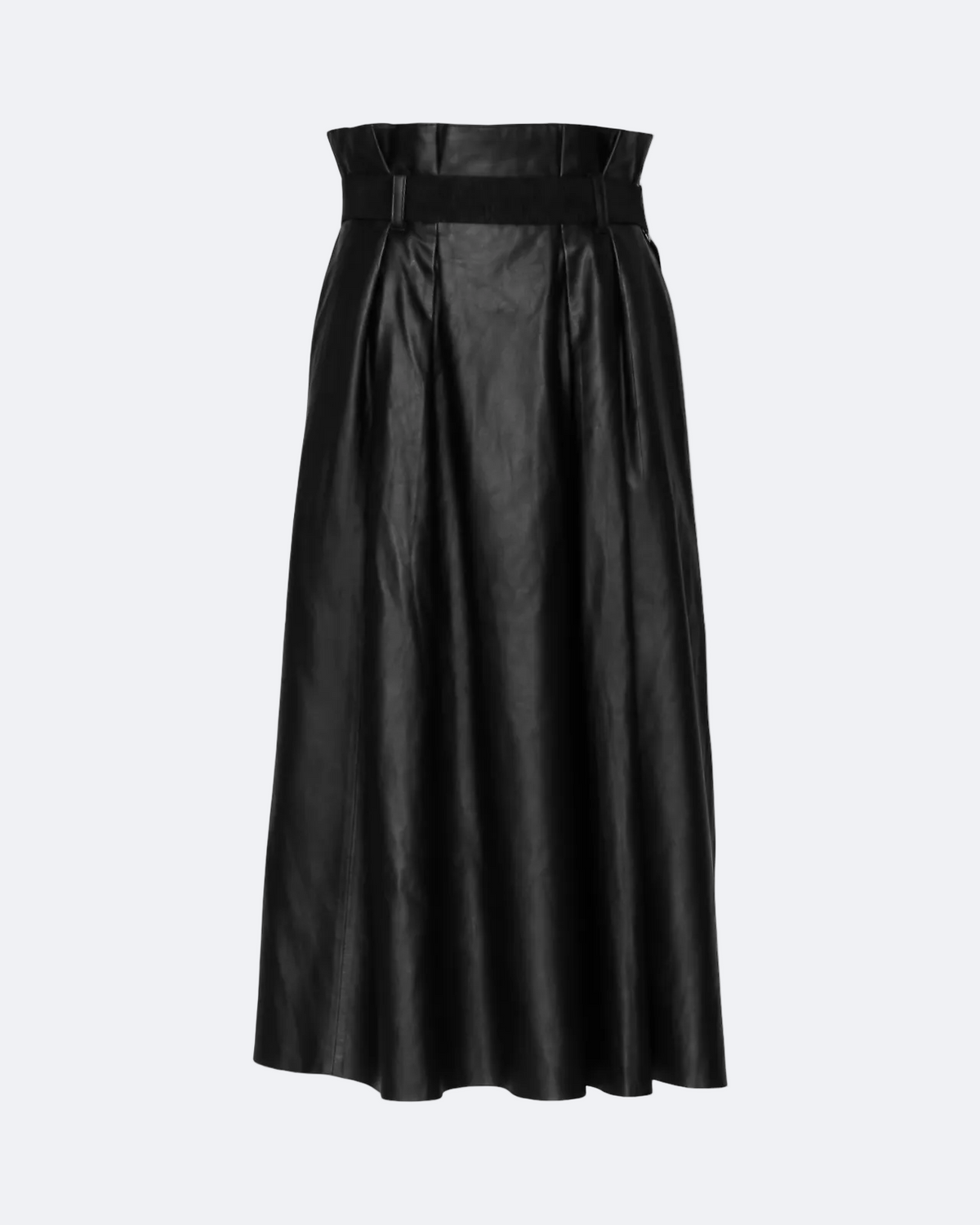 Paperbag Leather Midi Skirt Marina Blanche