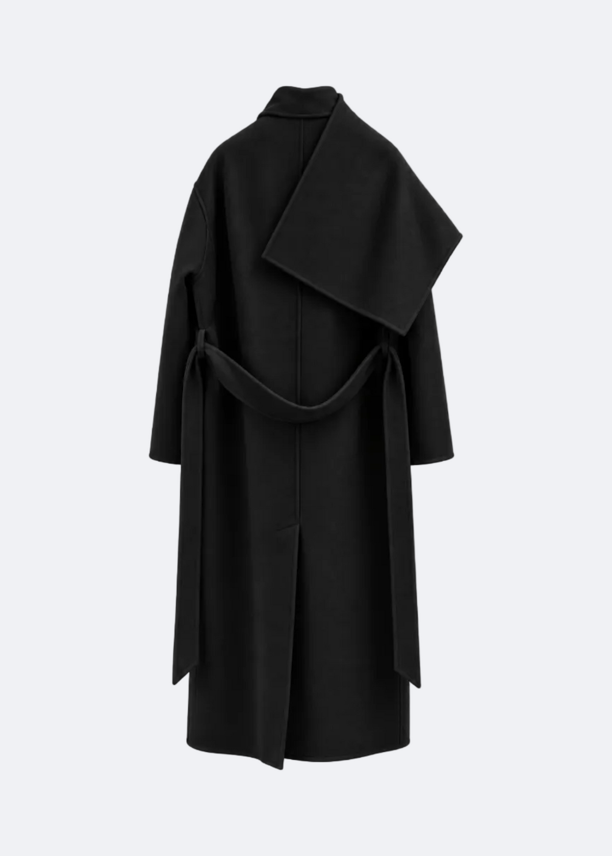 Sculptural Wool Coat with Draped Collar Marina Blanche