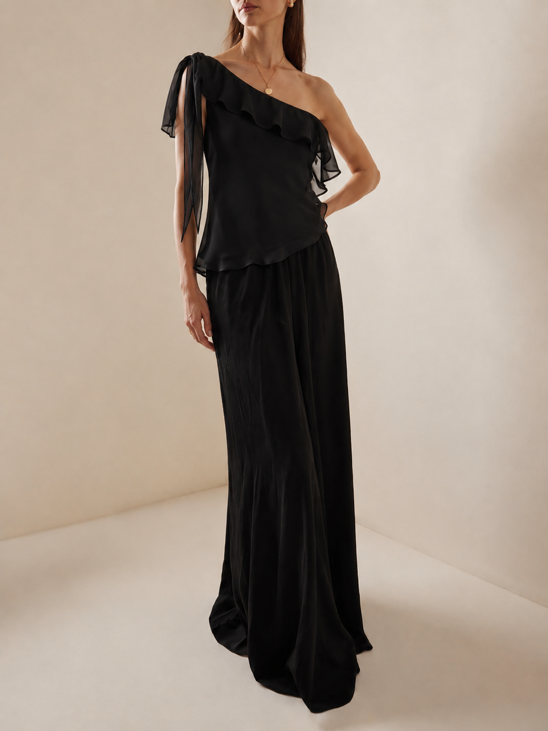 Cascading Top in Silk Marina Blanche