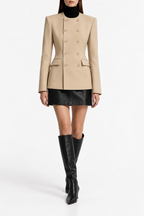 Double-Breasted Jacket in Structured Crepe Marina Blanche