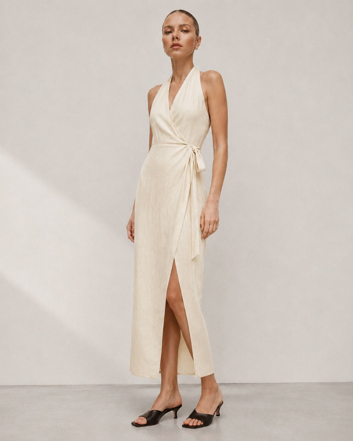 Riviera Linen-Silk Dress Marina Blanche