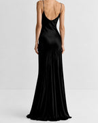 Asymmetric Gathered Satin Dress Marina Blanche