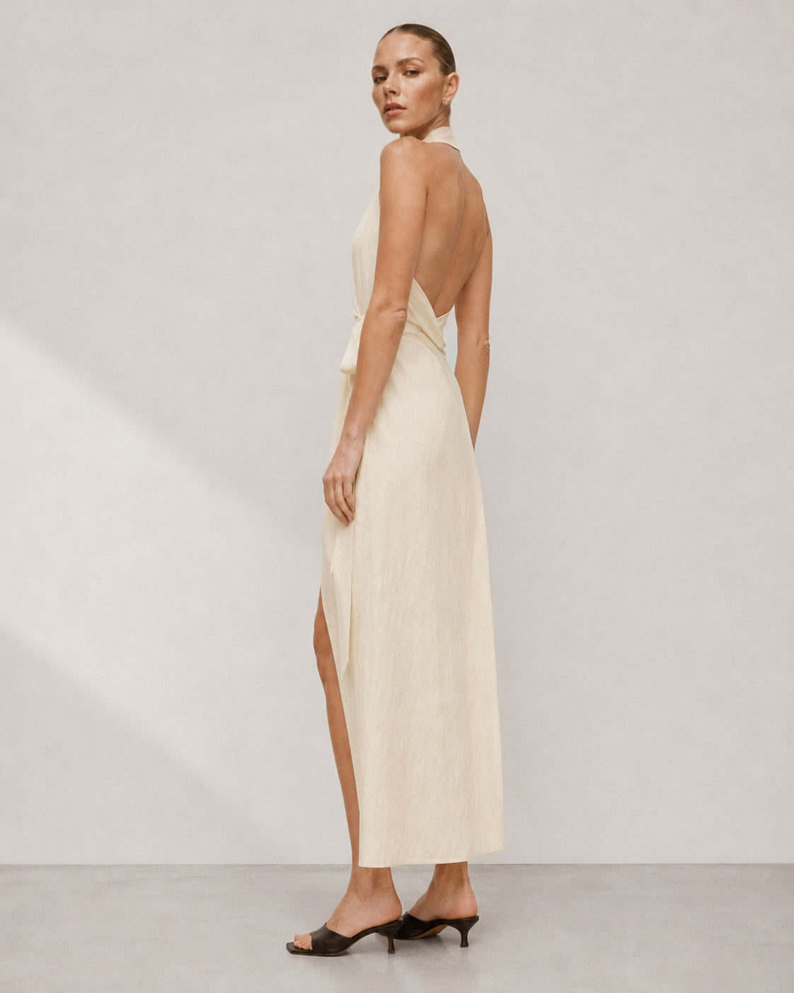Riviera Linen-Silk Dress Marina Blanche
