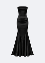 Strapless Mermaid Gown in Satin Marina Blanche