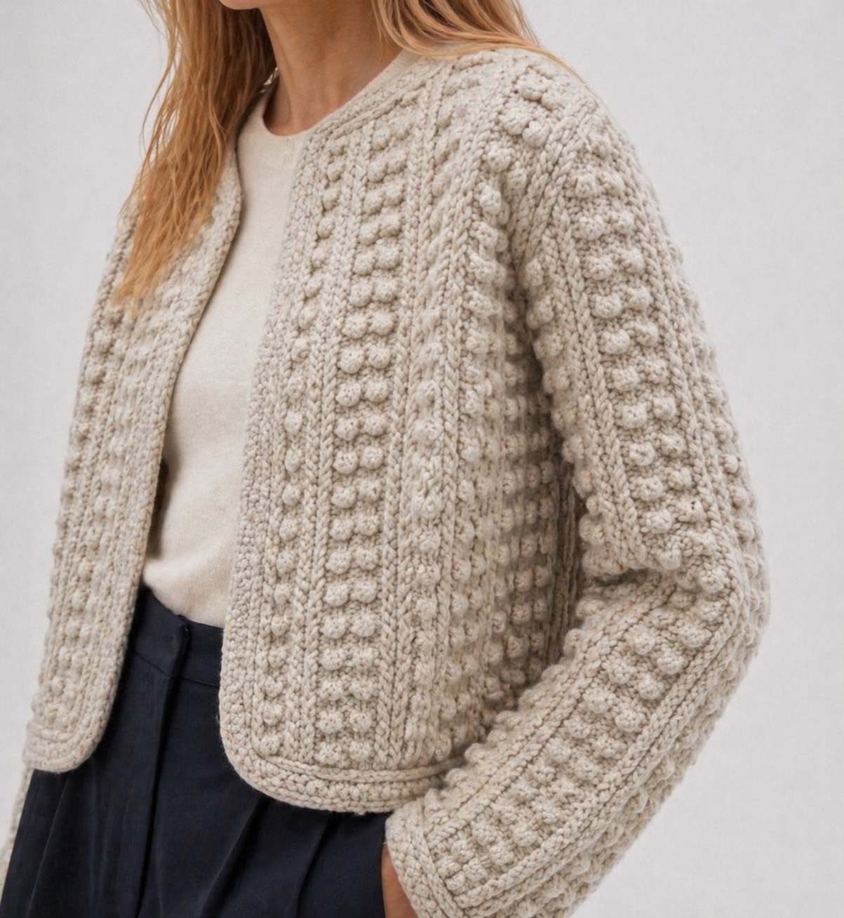 Jacket in Cashmere and Silk Marina Blanche