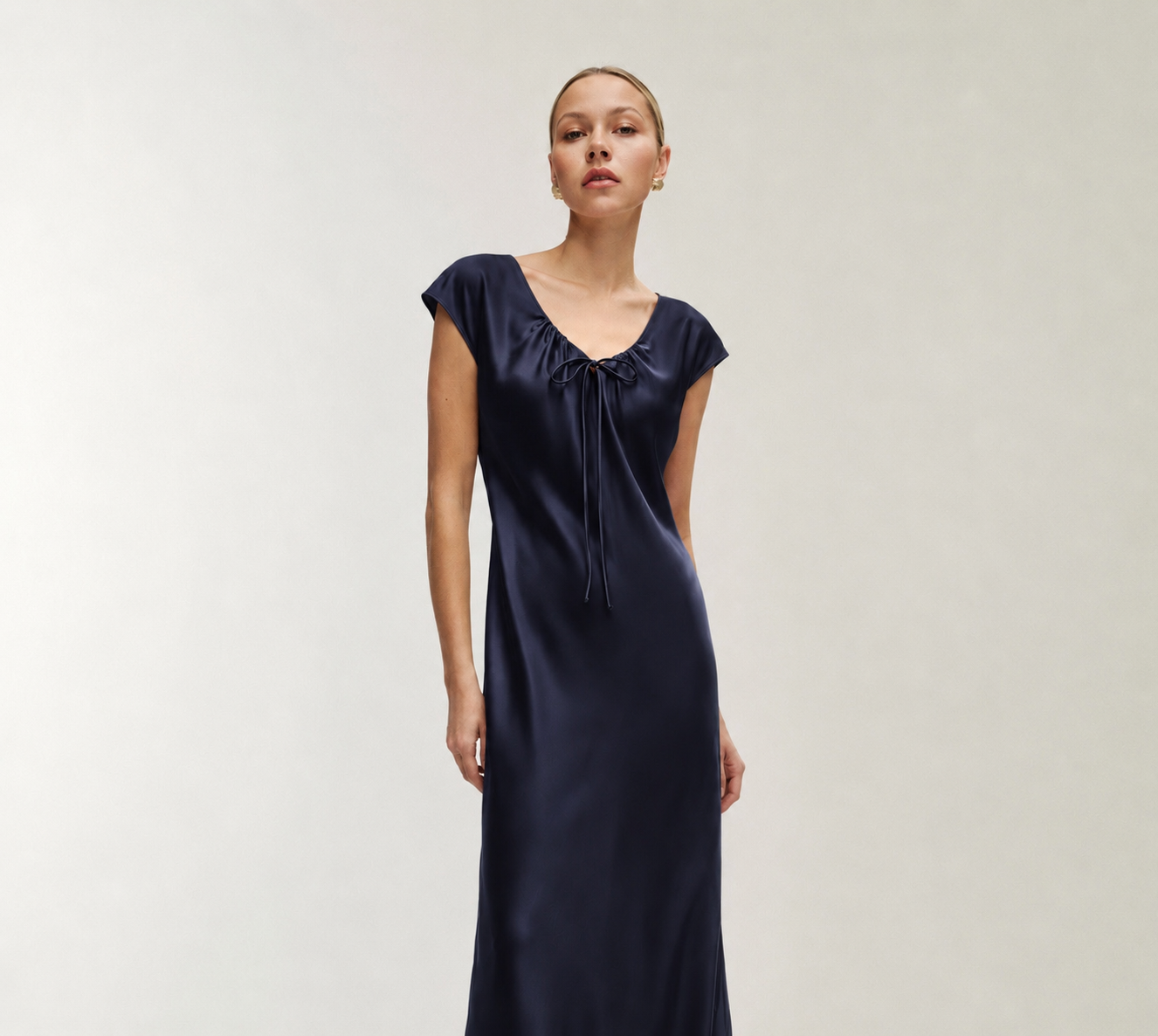 Satin Dress in Nuit de Paris Marina Blanche