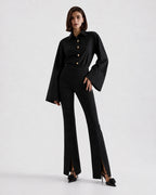 High-Waisted Front Slits Trousers Marina Blanche