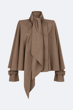 Scarf-Detail Cape Jacket Marina Blanche
