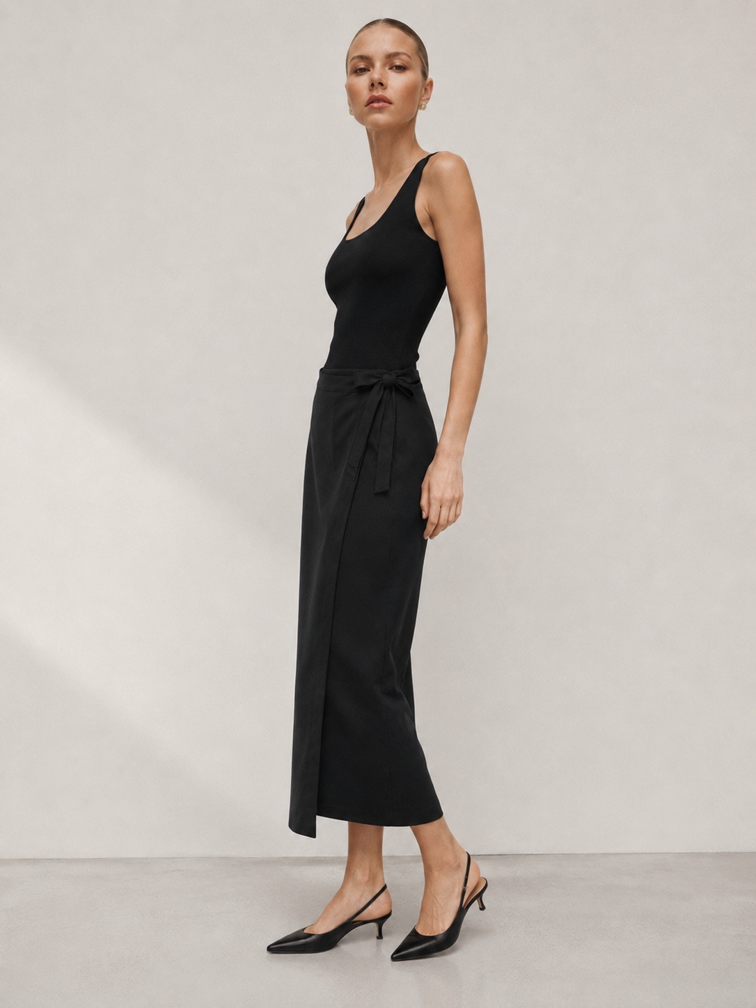 Wrap-front Wool Skirt Marina Blanche
