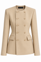 Double-Breasted Jacket in Structured Crepe Marina Blanche