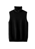 Sleeveless Turtleneck Sweater in Merino Wool Marina Blanche