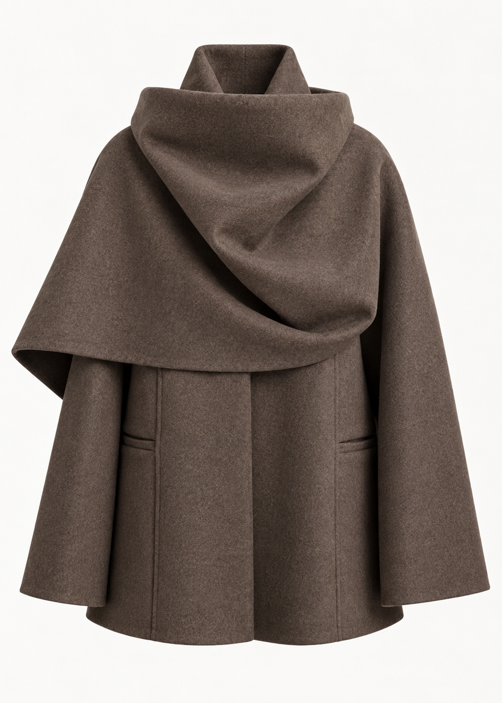 Scarf Collar Coat in Wool and Yak Marina Blanche