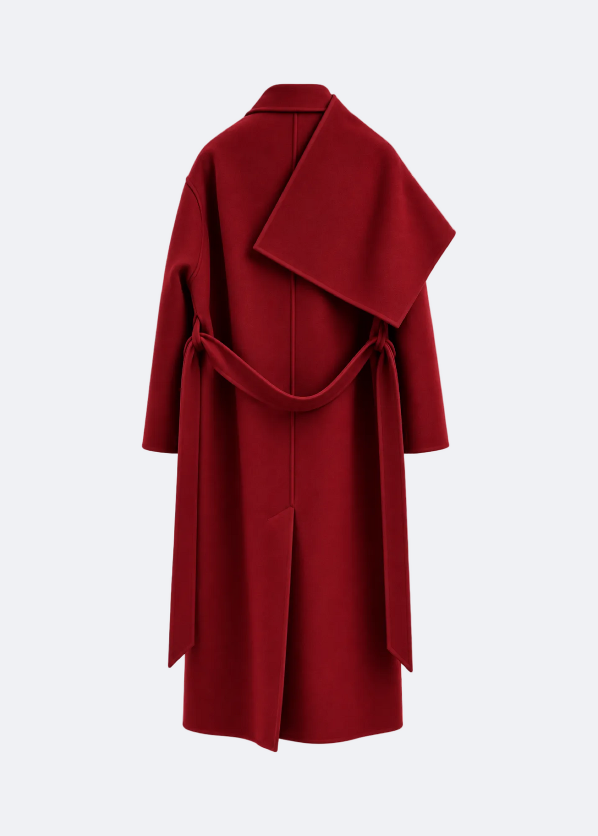Sculptural Wool Coat with Draped Collar Marina Blanche