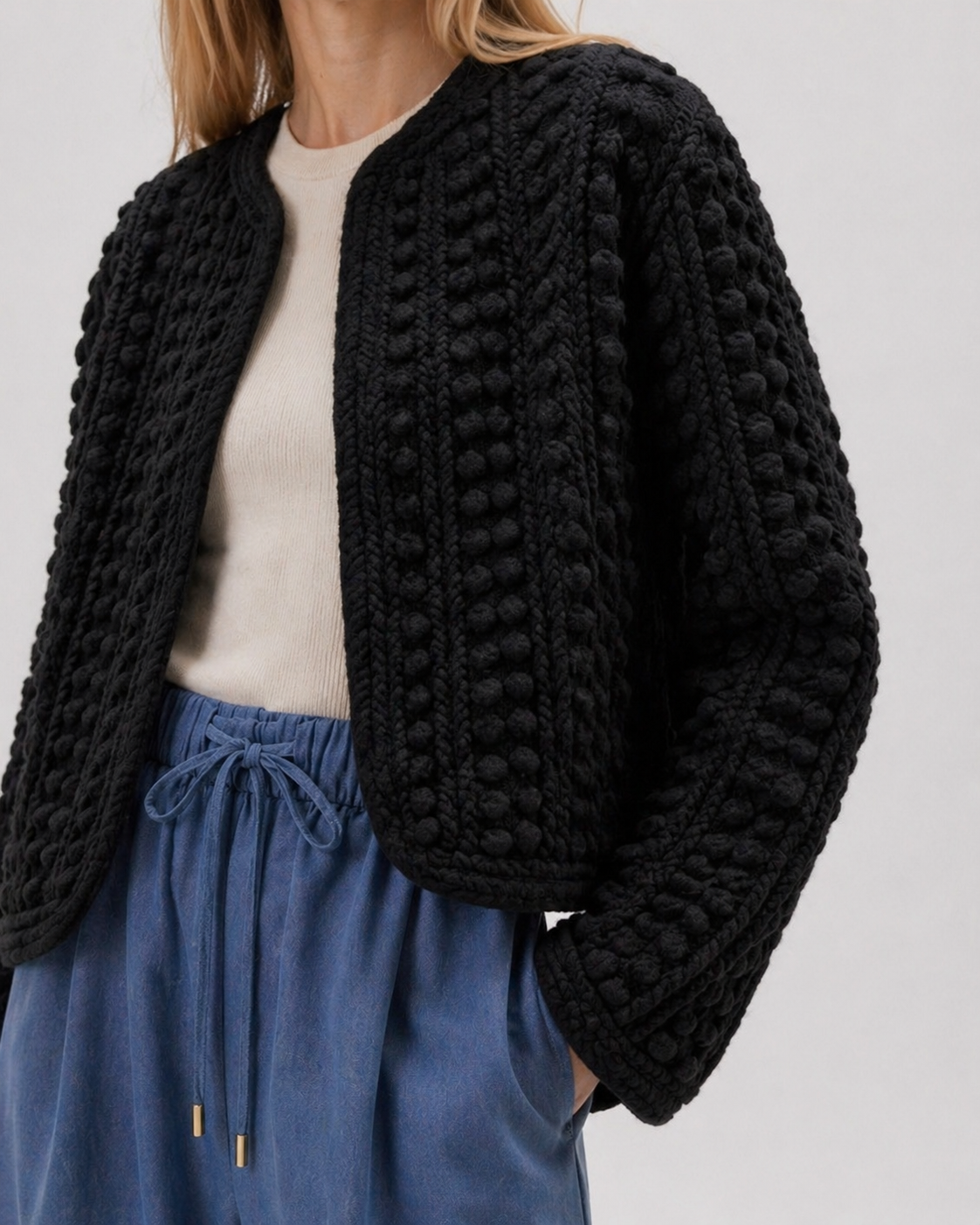 Jacket in Cashmere and Silk Marina Blanche