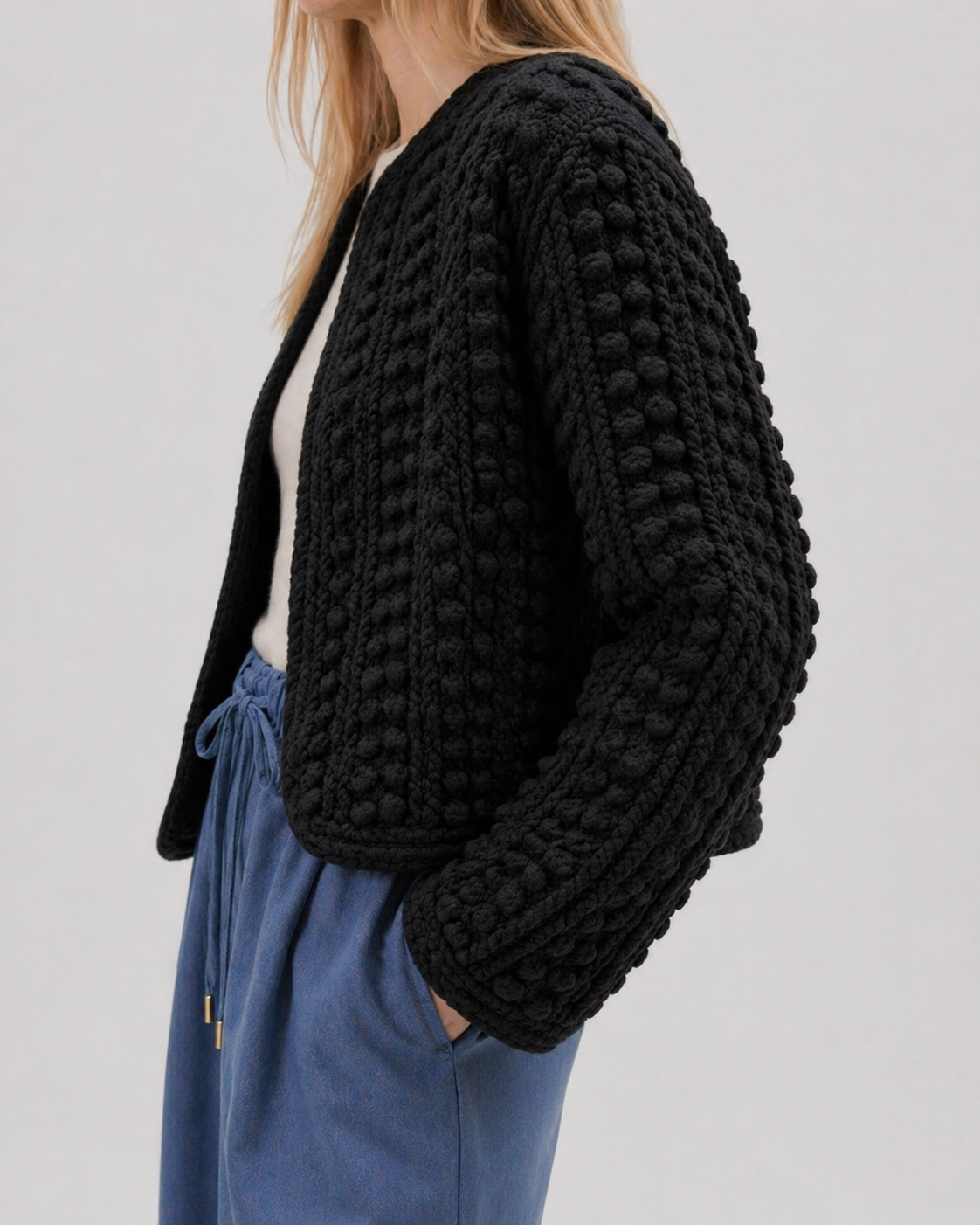 Jacket in Cashmere and Silk Marina Blanche