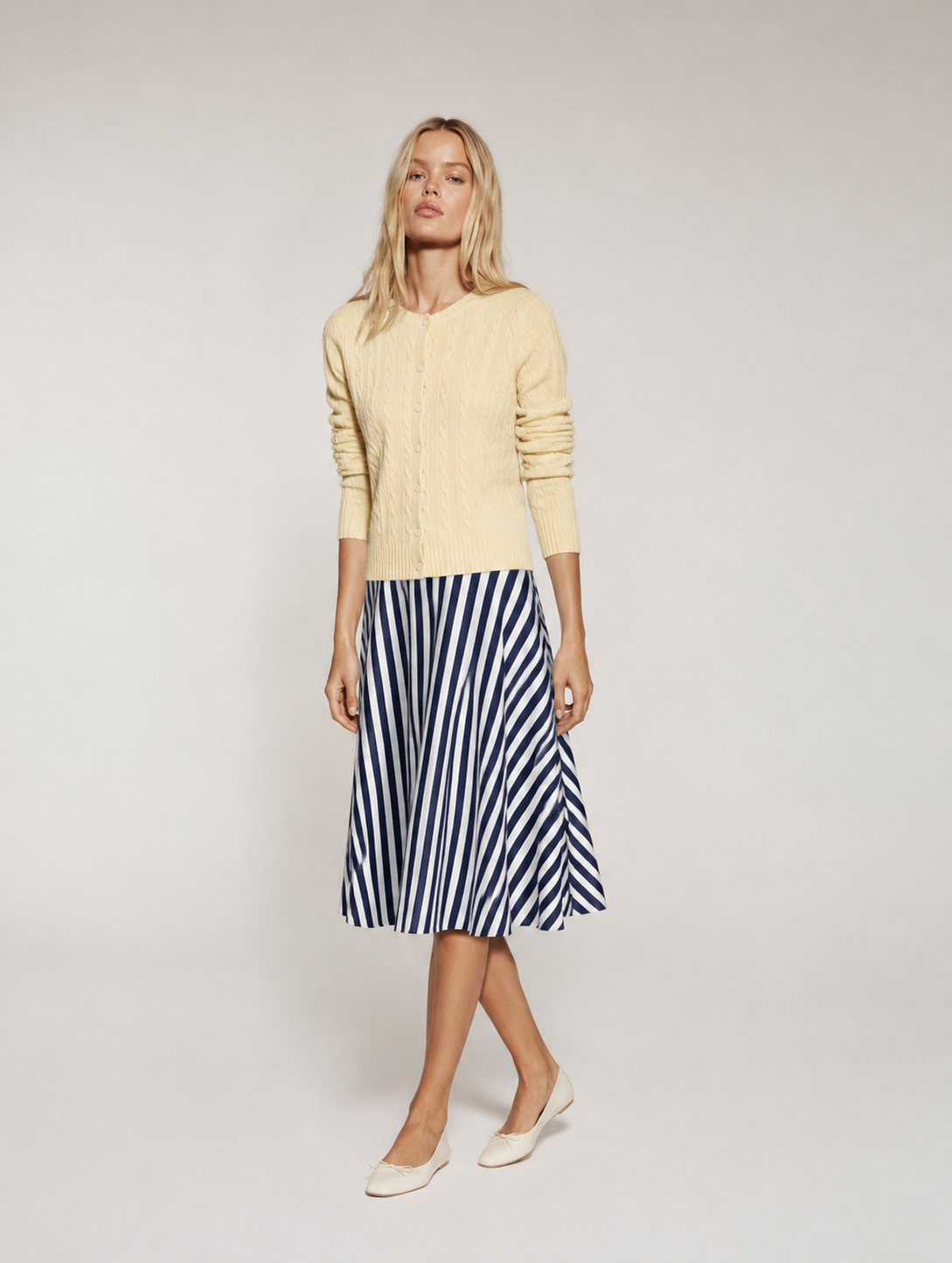 Marinière Midi Skirt Marina Blanche